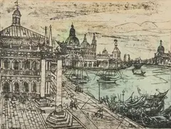 Margaret Olley, Venice, 1951, monotype with watercolour
