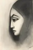 Robert Dickerson, Portrait, charcoal on paper
