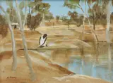 Figure by the River by Ray Crooke, oil on canvasboard, sold Jun 2018