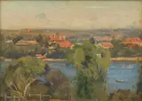View Over the Lake by Will Ashton, 1910, oil on canvasboard, sold Jun 2018