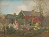 (Tending the Flowers) by Will Ashton, oil on board, sold Jun 2018
