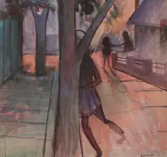 Charles Blackman, i) Schoolgirl on a Street, c.1953, watercolour on paper, double-sided