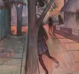 Charles Blackman, i) Schoolgirl on a Street, c.1953, watercolour on paper, double-sided