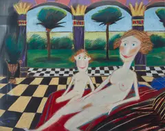 Geoffrey Proud, The Sisters, pastel on paper