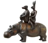 Gillie & Marc Schattner, They Were Happy Hippo Riders, bronze, ed. 5/30