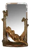 . Plaque to front of base 'la reve para de ranieri recomponse au salon', foundry stamp to verso 'Fontaine & Durieux Paris. 81cm high, 52cm wide, and 23.5cm deep by 'The Dream' By Aristide de Ranieri A Very Rare Bronzed Terracotta Table Mirror, sculpture, sold Mar 2018
