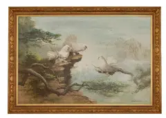 Choo Keng Kwang, Doves in a Landscape, 1995, Oil on canvas