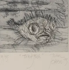 Toad Fish by John Olsen, 2005, etching 14/35, sold Mar 2018
