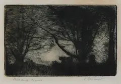 Elioth Gruner, Landscape, dry point etching, trial proof