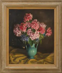 Reshid Bey, Floral study, Oil on board