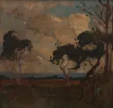 Sydney Long, Coastal Landscape, oil on panel