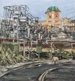 Nicholas Harding, Dog in Denison Street, 2005, oil on linen