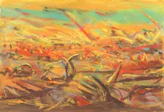 Peter Booth, Drawing (Landscape), 1984, pastel on paper