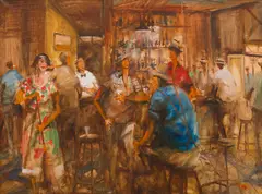 Hugh Sawrey, The Listener, Western QLD, oil on canvas