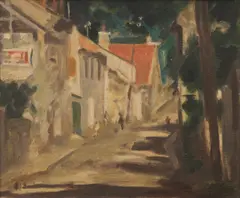 Bures by Max Meldrum, 1927, oil on canvasboard, sold Mar 2018
