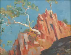 Violet Teague, Rocky Landscape, oil on board