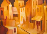 Bill Coleman, Street Scene, oil on canvas on board