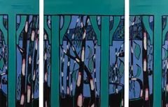 Katherine Hattam, Decorative Landscape, Lorne, gouache on paper, 3 parts