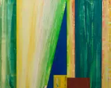 Robert Jacks, Aztec Logo, 1987, oil on linen