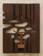 Vincas Jomantas, Construction, sculpted wood assemblage mounted on board