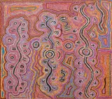 Bessie Sims Nakamarra, Water, Possum and Spotted Nightjar Dreaming, 2004, acrylic on linen