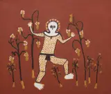Dancing Wandjina by David Banggal Mowaljarlai, 1994, natural earth pigments on linen, sold Feb 2018