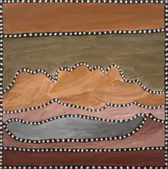 Beerbee Mungnari, Waterhole at Cockatoo Lagoon, 2004, natural earth pigments on canvas