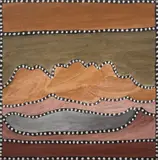 Beerbee Mungnari, Waterhole at Cockatoo Lagoon, 2004, natural earth pigments on canvas