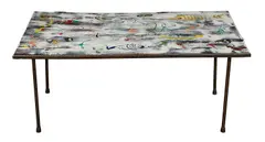 Bernard Hesling, (on view only in Sydney, items to be collected from Sydney at purchasers expense), enamel on metal plate, laid on table