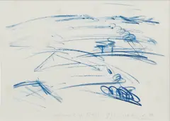 Jonathan Throsby, (on view only in Sydney, items to be collected from Sydney at purchasers expense), blue crayon on paper