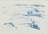 Jonathan Throsby, (on view only in Sydney, items to be collected from Sydney at purchasers expense), blue crayon on paper