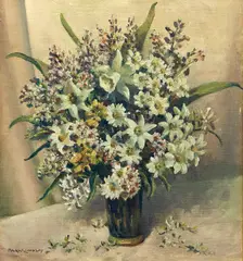 Untitled (Still Life with Flowers) by Daryl Lindsay, oil on board, sold Nov 2017
