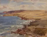 From Encounter Bay, Victor Harbor by Hans Heysen, 1926, watercolour on paper, sold Nov 2017