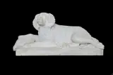 On plinth with inscription Cane con Beccaccia (Il Cane di Orazio Hall), 88 width x 36 depth x 42 height [dog with woodcock / the dog of Orazio Hall] by Attributed To Lorenzo Bartolini An Italian Marble Group Carving, sculpture, sold Aug 2017