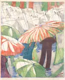 Ethel Spowers, Wet Afternoon, 1930, linocut ed.16/50