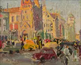 Ludmilla Meilerts, From the Steps of Flinders Street Station, 1950, oil on canvas