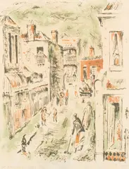 Mary Macqueen, Holiday Mood, Fitzroy c.1950's, lithograph ed. 2/19