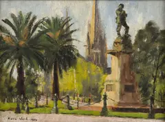 Roma Ward, Memorial in Khartoum, Sudan, 1954, oil on board