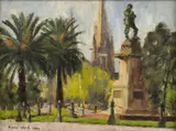 Roma Ward, Memorial in Khartoum, Sudan, 1954, oil on board