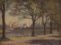 Dora L. Wilson, Melbourne From the Yarra, oil on board