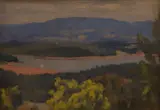 Aileen Dent, Silvan Dam, oil on canvasboard, laid on board