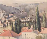 Elma Roach, View Over the Arno, Florence, 1925, watercolour