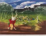 David Boyd, Children playing, coloured etching 6/50