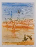 Arthur Boyd, Wimmera Landscape with Birds, etching 10/50