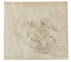 (LOCATION SYDNEY OFFICE - all enquiries phone 02 9362 9045) by Arthur Pond, Adoration of the Shepherds, from the series 'Prints in Imitation of Drawings' 1734, offered Dec 2017