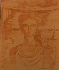 Rex Wood, Portugese Fisherwoman, monotype