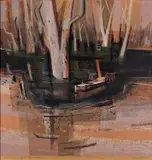 Kenneth Jack, Billabong with Sunken Paddle Steamer, screenprint 17/30