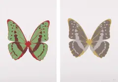 Damien Hirst, Pair of works:, i. 3 colour foil block on 300gsm arches 88 archival paper 12/15