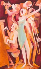 The Jazz Band by Bill Coleman, oil on canvasboard, sold Sep 2017