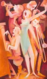 Bill Coleman, The Jazz Band, oil on canvasboard